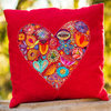 Fill My Heart  - Embroidered Pillow - Red