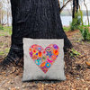 Fill My Heart  - Embroidered Pillow - Natural