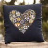 Fill My Heart  - Embroidered Pillow - Black