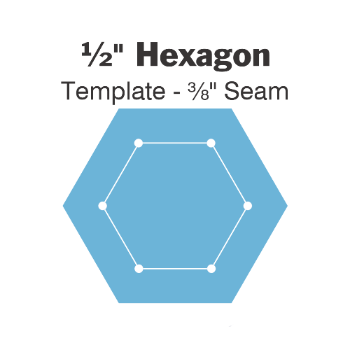 ½" Hexagon Template - ⅜" Seam