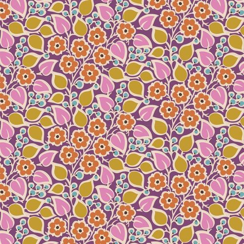 TOPSY TURVY FLORAL - Plum Mustard Cerise