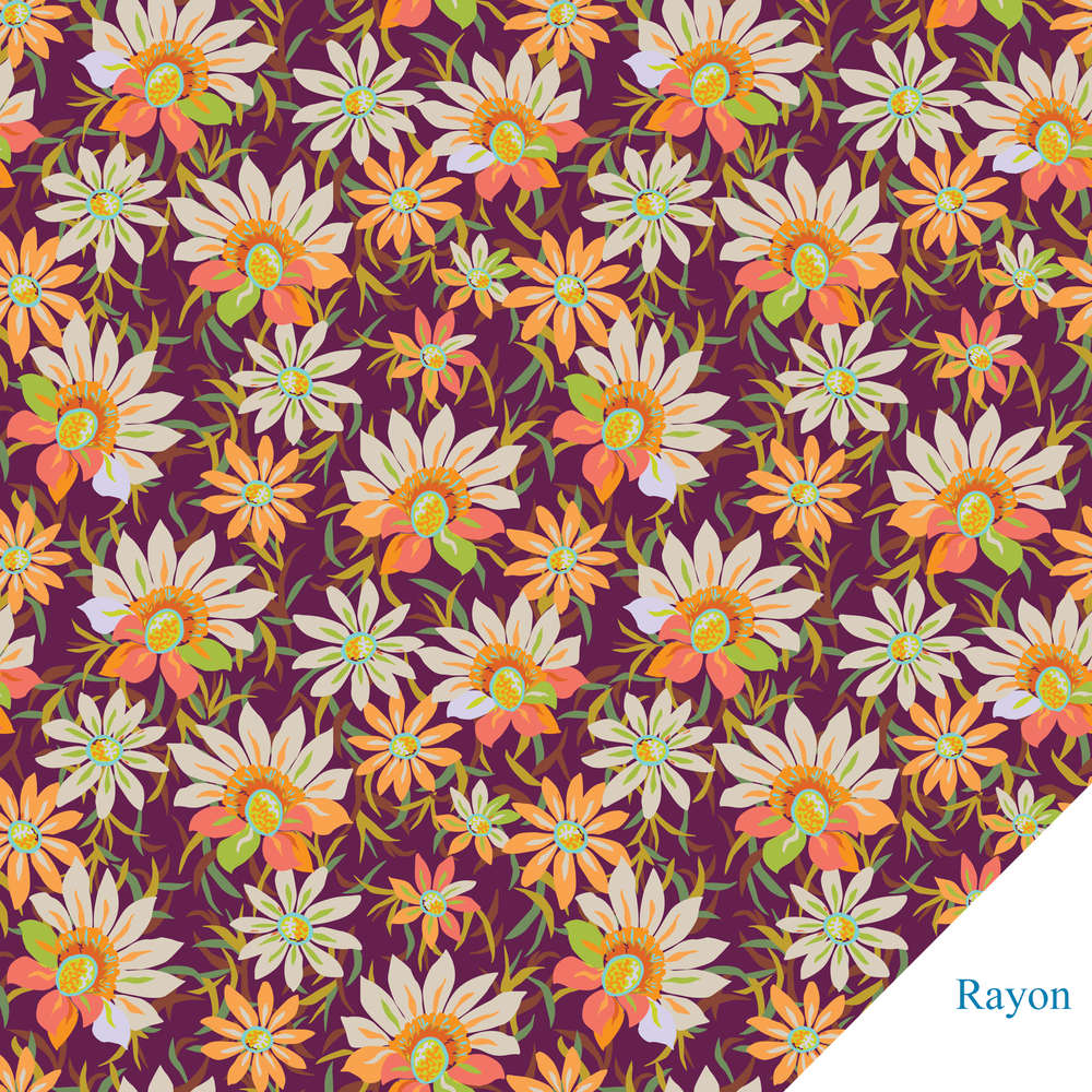 Treasure Flower - Burgundy - Rayon - 53