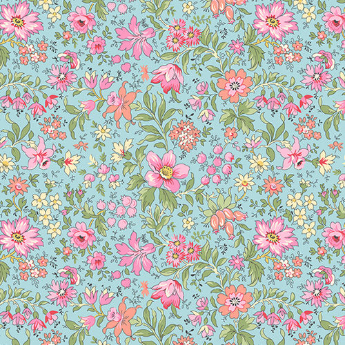 Allover Floral - Pink/Aqua