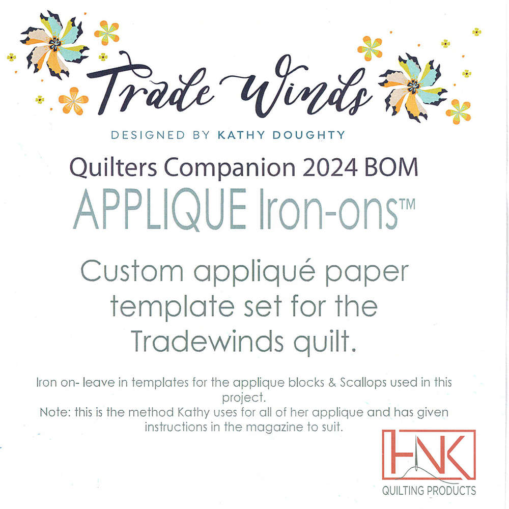 Trade Winds - Custom appliqué paper template set
