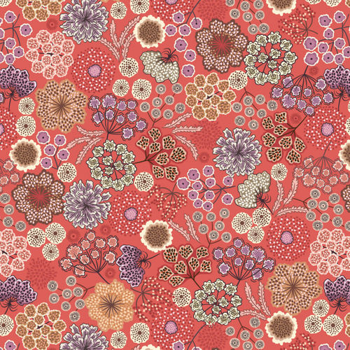 Large autumn floral - Warm red